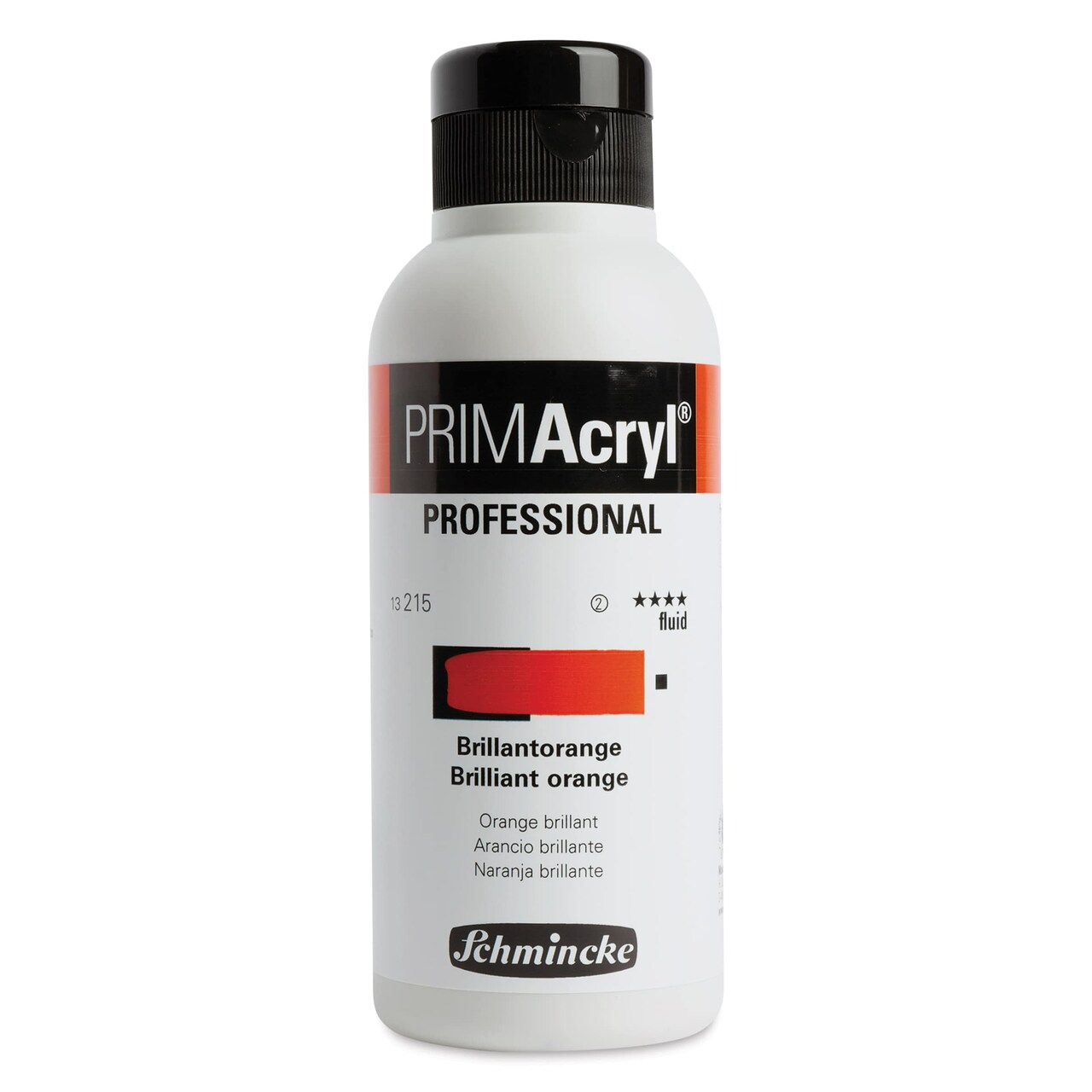 Schmincke Primacryl Professional Fluid Acrylic - Brilliant Orange, 250 ml bottle